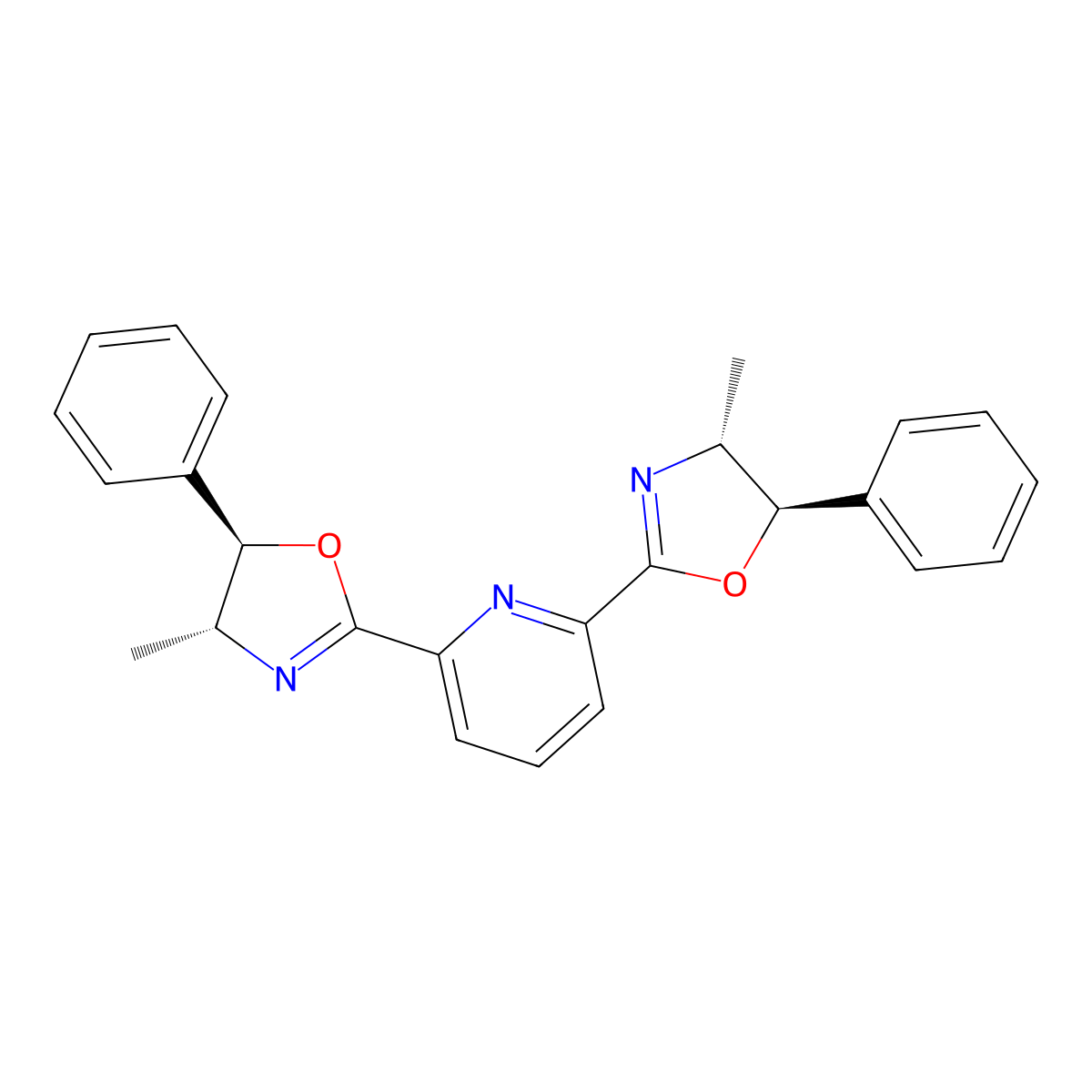 2,6-Bis((4R,5R)-4-methyl-5-phenyl-4,5-dihydrooxazol-2-yl)pyridine molecular structure, CAS 312624-05-8