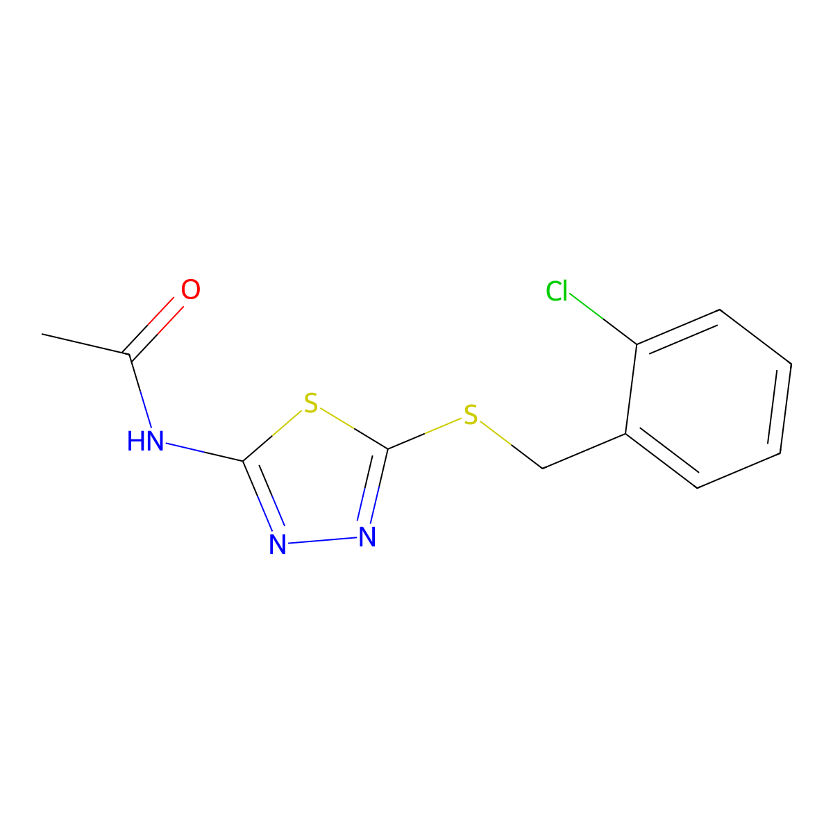 N-{5-[(2-chlorobenzyl)sulfanyl]-1,3,4-thiadiazol-2-yl}acetamide molecular structure, CAS 312625-61-9