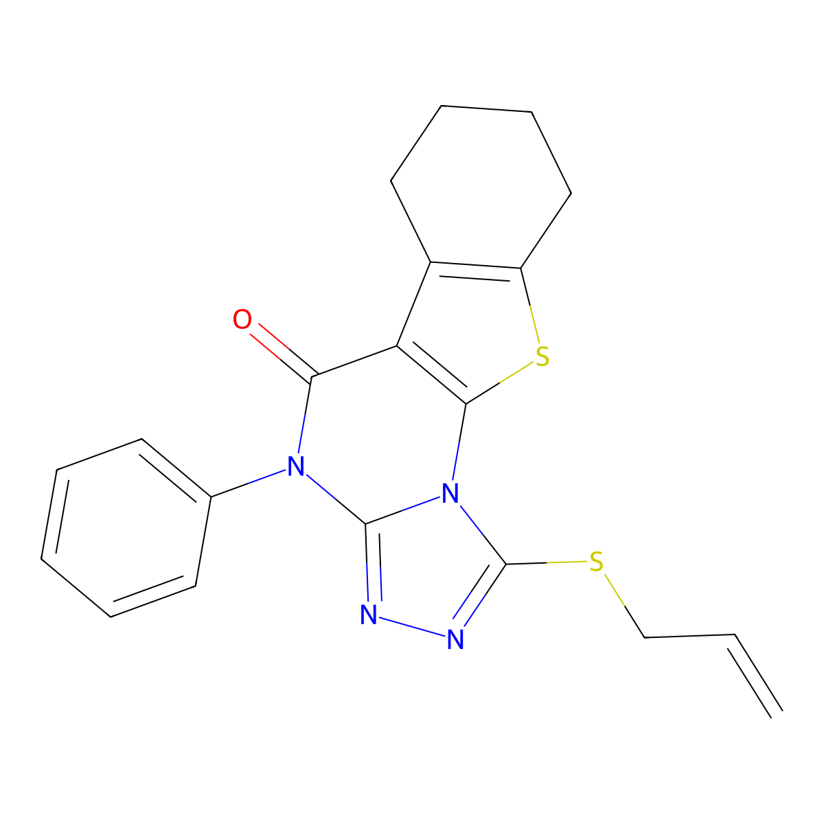 1-(allylsulfanyl)-4-phenyl-6,7,8,9-tetrahydro[1]benzothieno[3,2-e][1,2,4]triazolo[4,3-a]pyrimidin-5(4H)-one molecular structure, CAS 312626-04-3