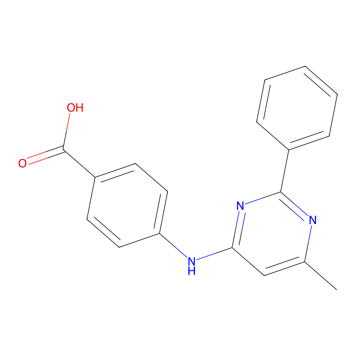 4-[(6-Methyl-2-phenylpyrimidin-4-yl)amino]benzoic acid molecular structure, CAS 312626-15-6