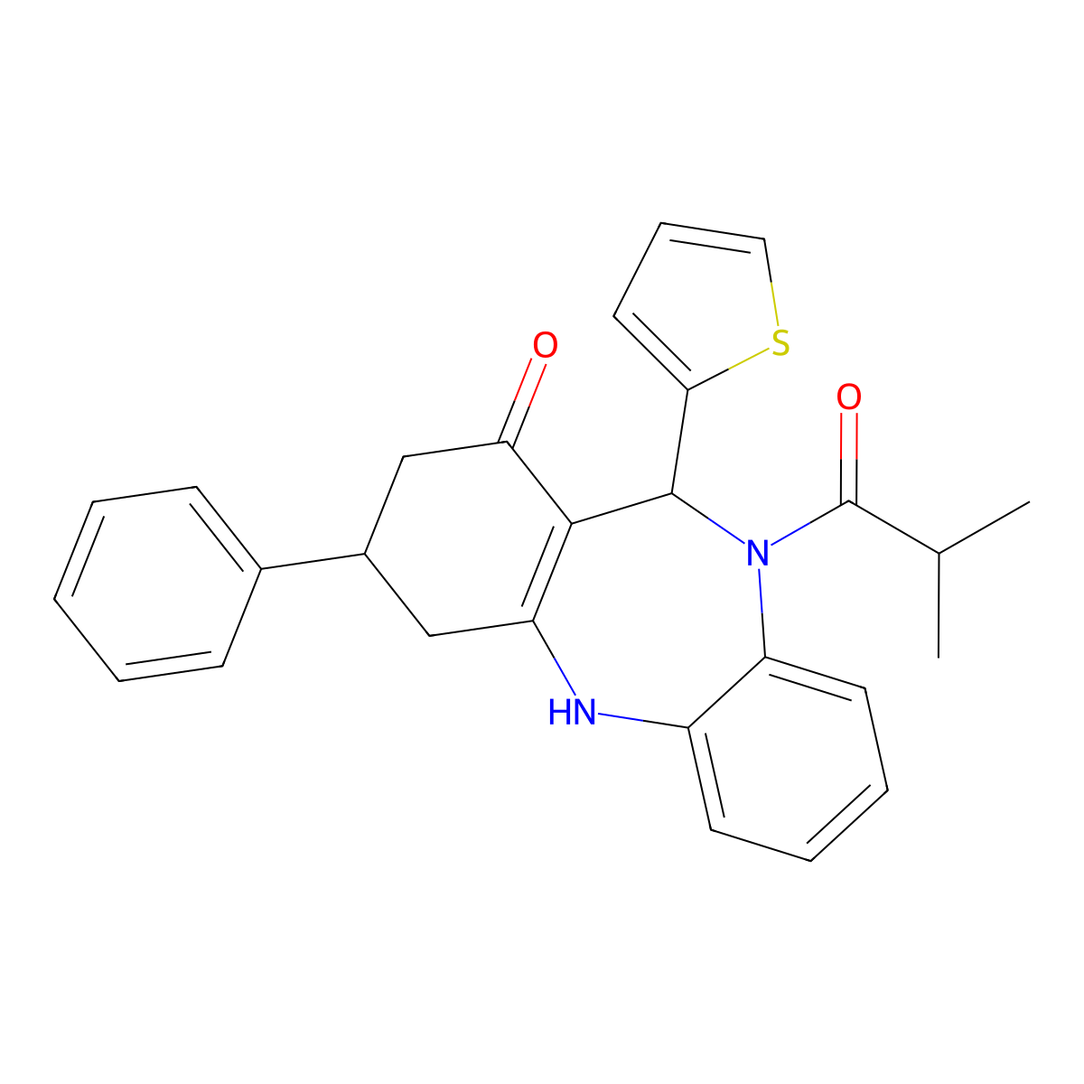 5-(2-methylpropanoyl)-9-phenyl-6-thiophen-2-yl-8,9,10,11-tetrahydro-6H-benzo[b][1,4]benzodiazepin-7-one molecular structure, CAS 312626-29-2