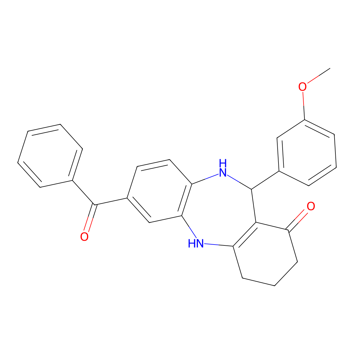 2-Benzoyl-6-(3-methoxyphenyl)-5,6,8,9,10,11-hexahydrobenzo[b][1,4]benzodiazepin-7-one molecular structure, CAS 312626-34-9