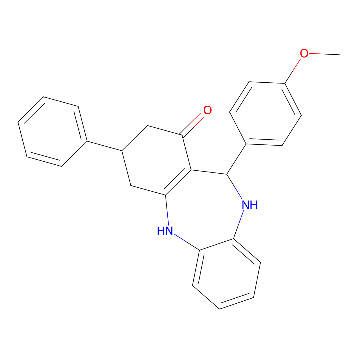 11-(4-methoxyphenyl)-3-phenyl-2,3,4,5,10,11-hexahydro-1H-dibenzo[b,e][1,4]diazepin-1-one molecular structure, CAS 312626-58-7