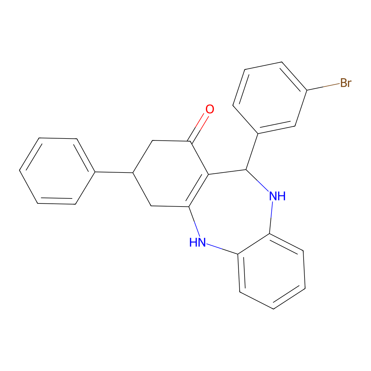 6-(3-Bromophenyl)-9-phenyl-5,6,8,9,10,11-hexahydrobenzo[b][1,4]benzodiazepin-7-one molecular structure, CAS 312626-59-8