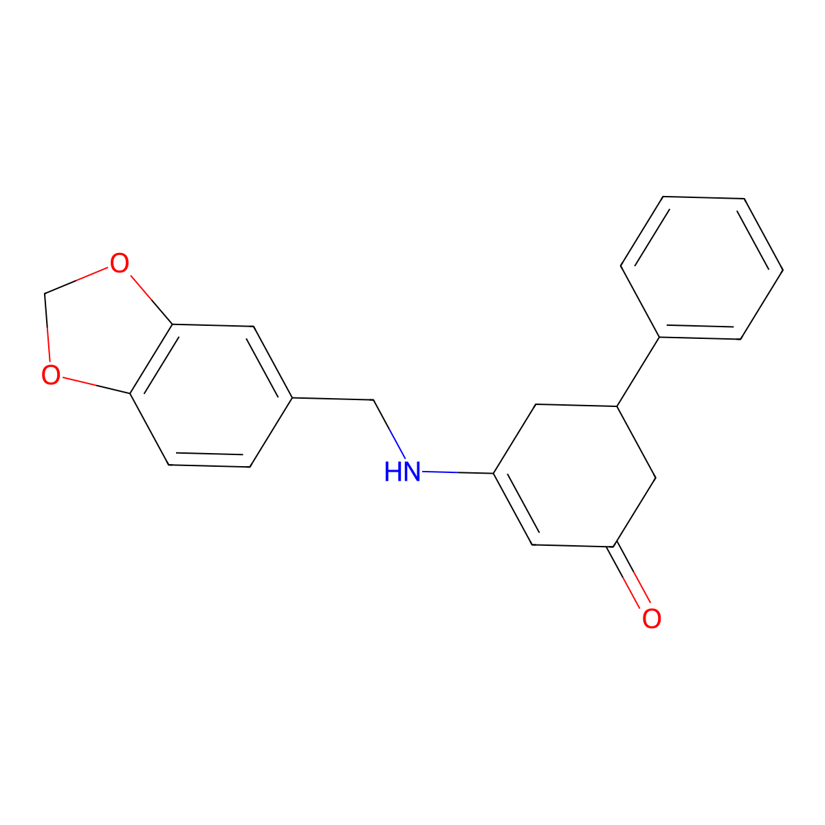 3-[(1,3-Benzodioxol-5-ylmethyl)amino]-5-phenylcyclohex-2-en-1-one molecular structure, CAS 312626-63-4