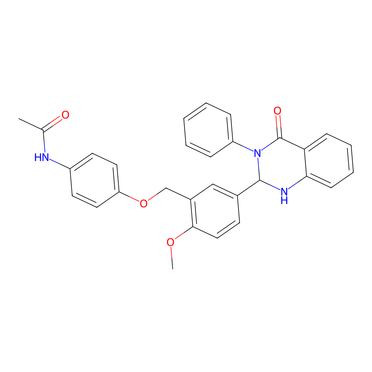 N-[4-[[2-methoxy-5-(4-oxo-3-phenyl-1,2-dihydroquinazolin-2-yl)phenyl]methoxy]phenyl]acetamide molecular structure, CAS 312626-73-6