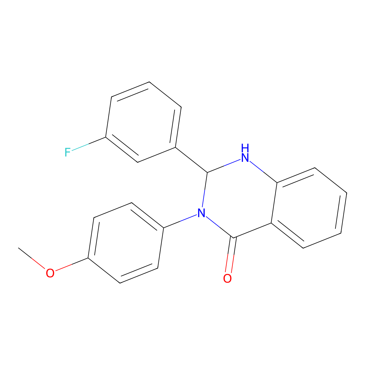 2-(3-fluorophenyl)-3-(4-methoxyphenyl)-2,3-dihydro-4(1H)-quinazolinone molecular structure, CAS 312626-82-7