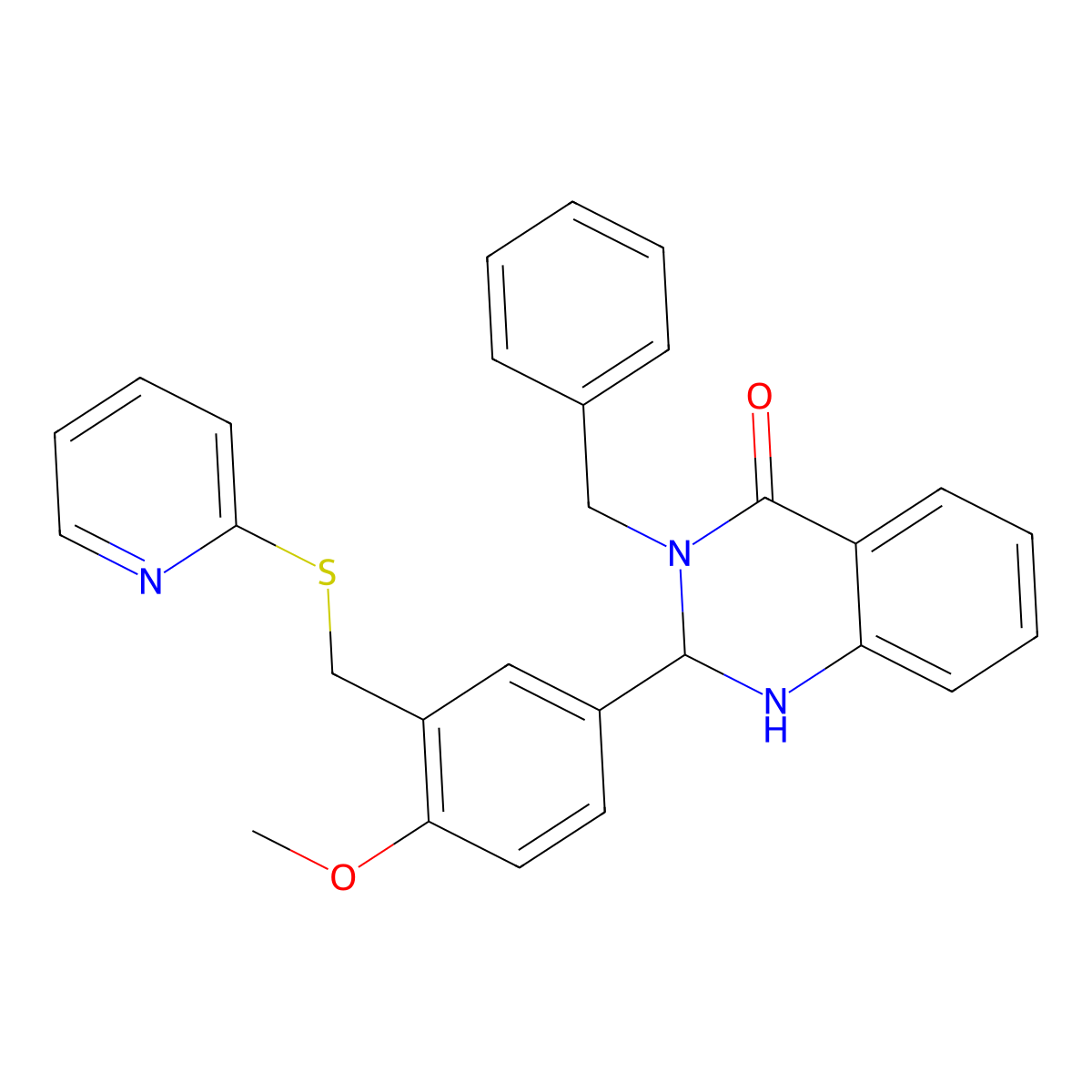 3-Benzyl-2-[4-methoxy-3-(pyridin-2-ylsulfanylmethyl)phenyl]-1,2-dihydroquinazolin-4-one molecular structure, CAS 312627-01-3