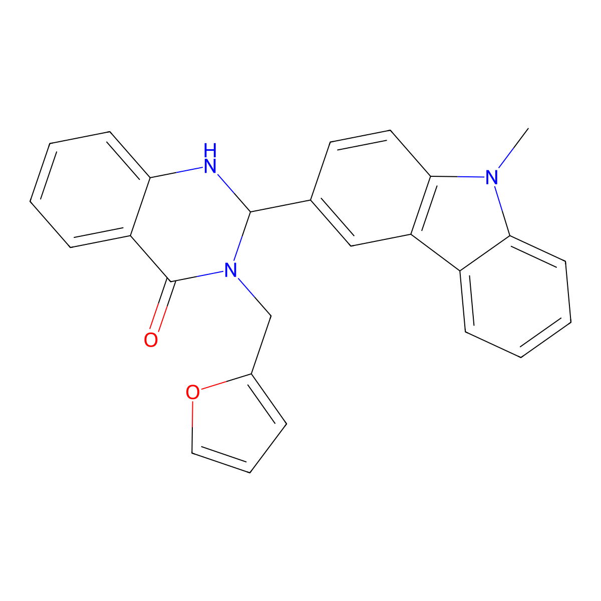 3-(2-furylmethyl)-2-(9-methyl-9H-carbazol-3-yl)-2,3-dihydro-4(1H)-quinazolinone molecular structure, CAS 312627-04-6