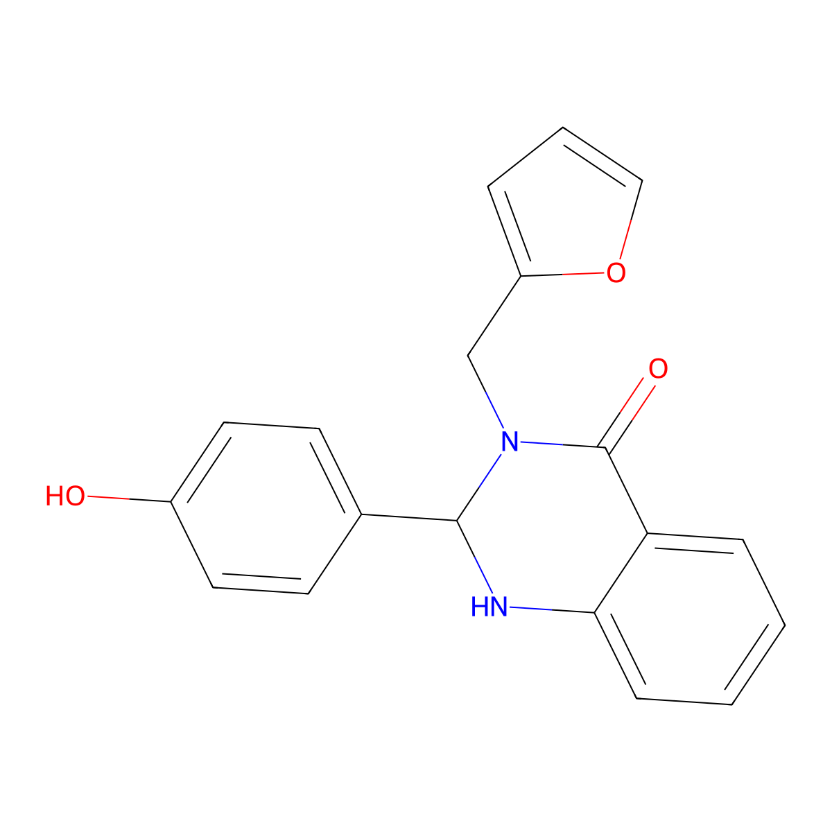 3-(Furan-2-ylmethyl)-2-(4-hydroxyphenyl)-1,2-dihydroquinazolin-4-one molecular structure, CAS 312627-07-9
