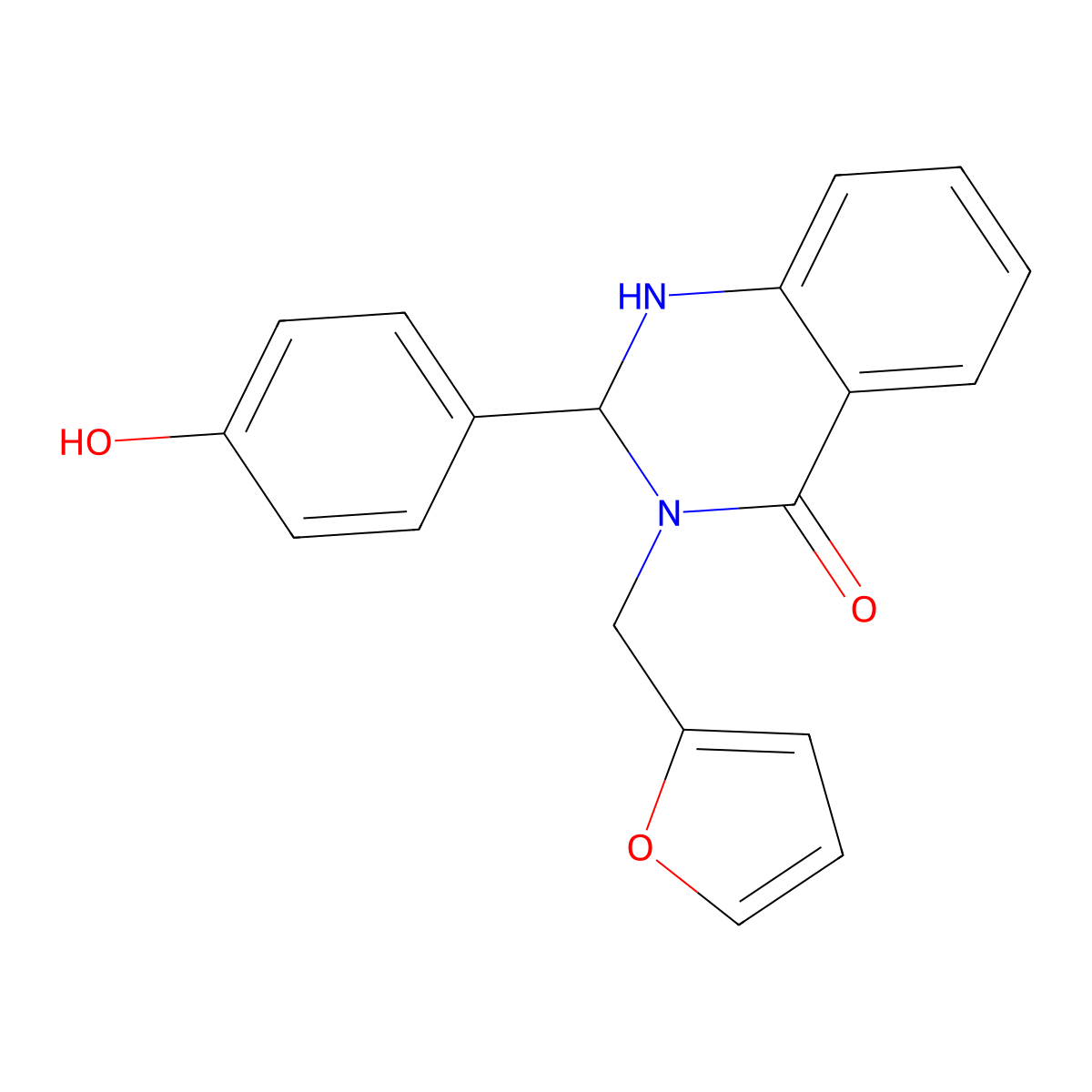 3-(Furan-2-ylmethyl)-2-(4-hydroxyphenyl)-1,2-dihydroquinazolin-4-one molecular structure, CAS 312627-07-9
