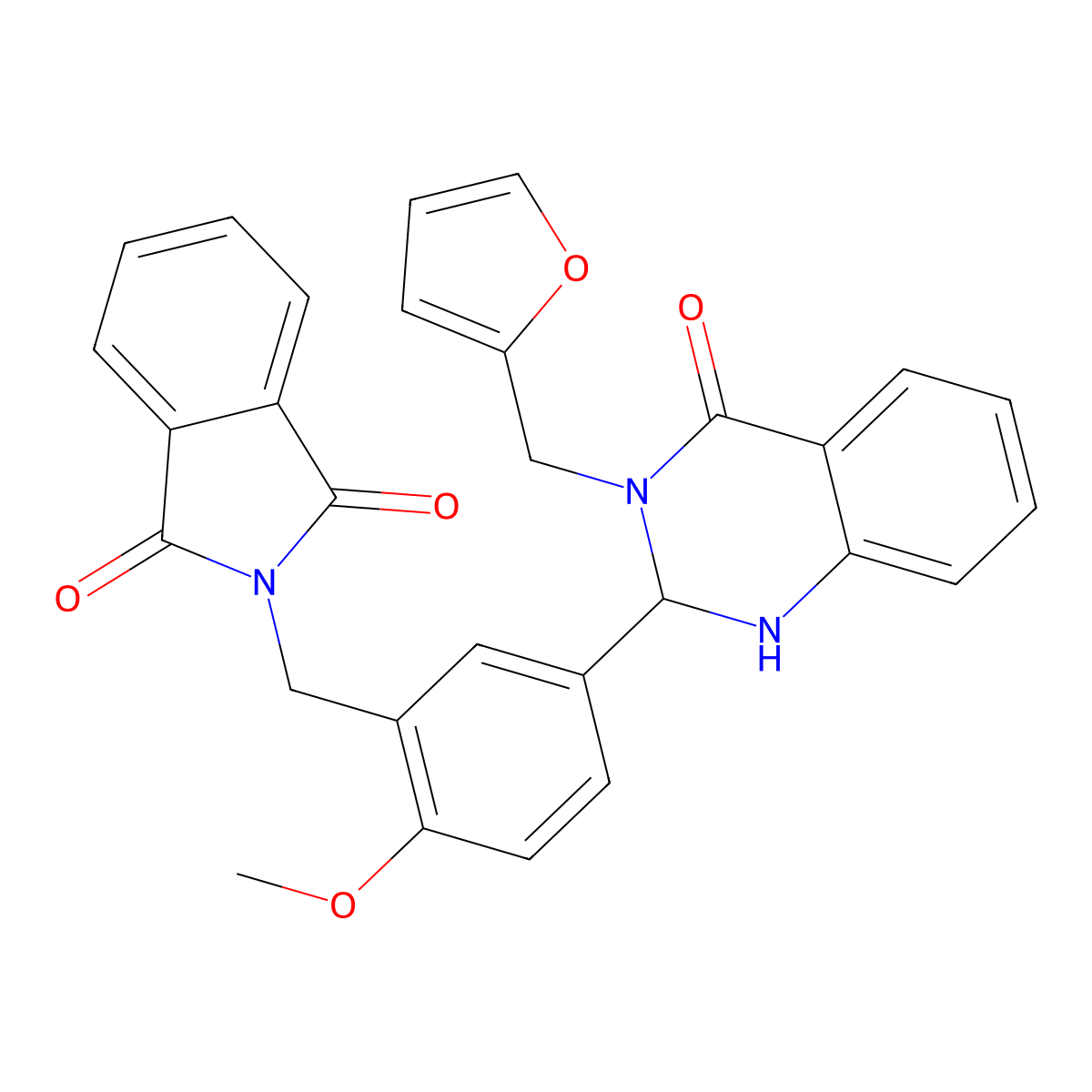 2-[[5-[3-(Furan-2-ylmethyl)-4-oxo-1,2-dihydroquinazolin-2-yl]-2-methoxyphenyl]methyl]isoindole-1,3-dione molecular structure, CAS 312627-09-1
