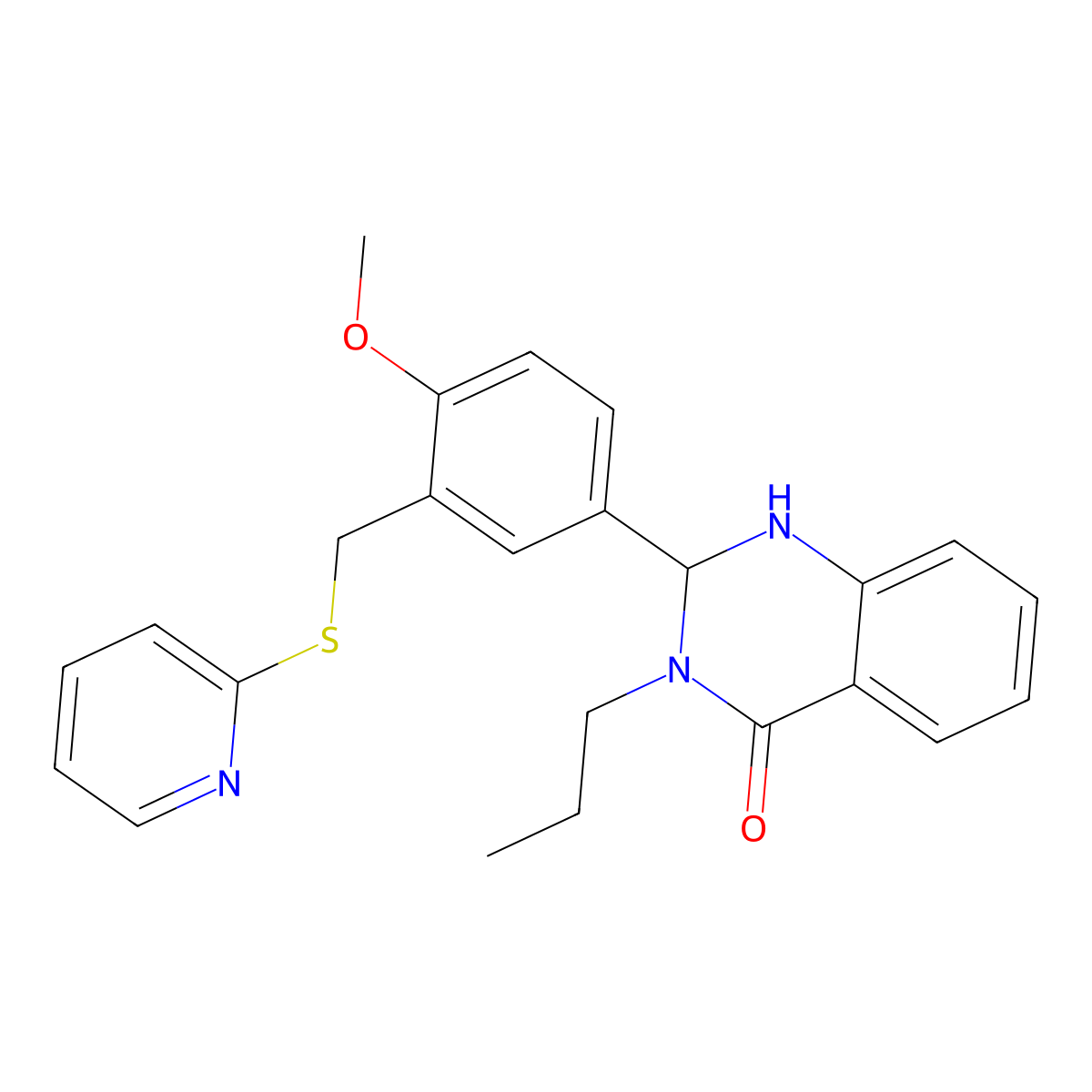 2-[4-Methoxy-3-(pyridin-2-ylsulfanylmethyl)phenyl]-3-propyl-1,2-dihydroquinazolin-4-one molecular structure, CAS 312627-15-9