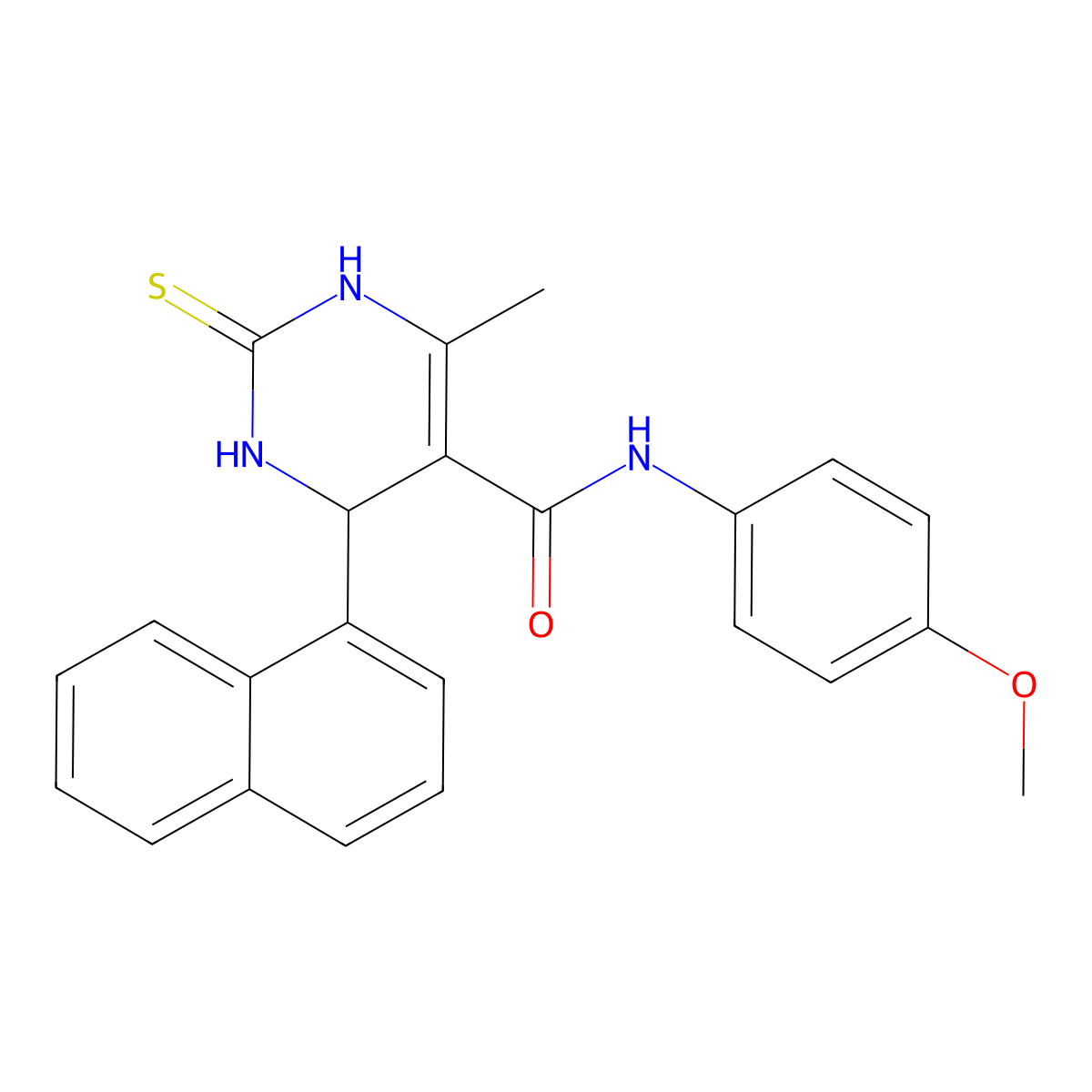 N-(4-methoxyphenyl)-6-methyl-4-naphthalen-1-yl-2-sulfanylidene-3,4-dihydro-1H-pyrimidine-5-carboxamide molecular structure, CAS 312628-52-7