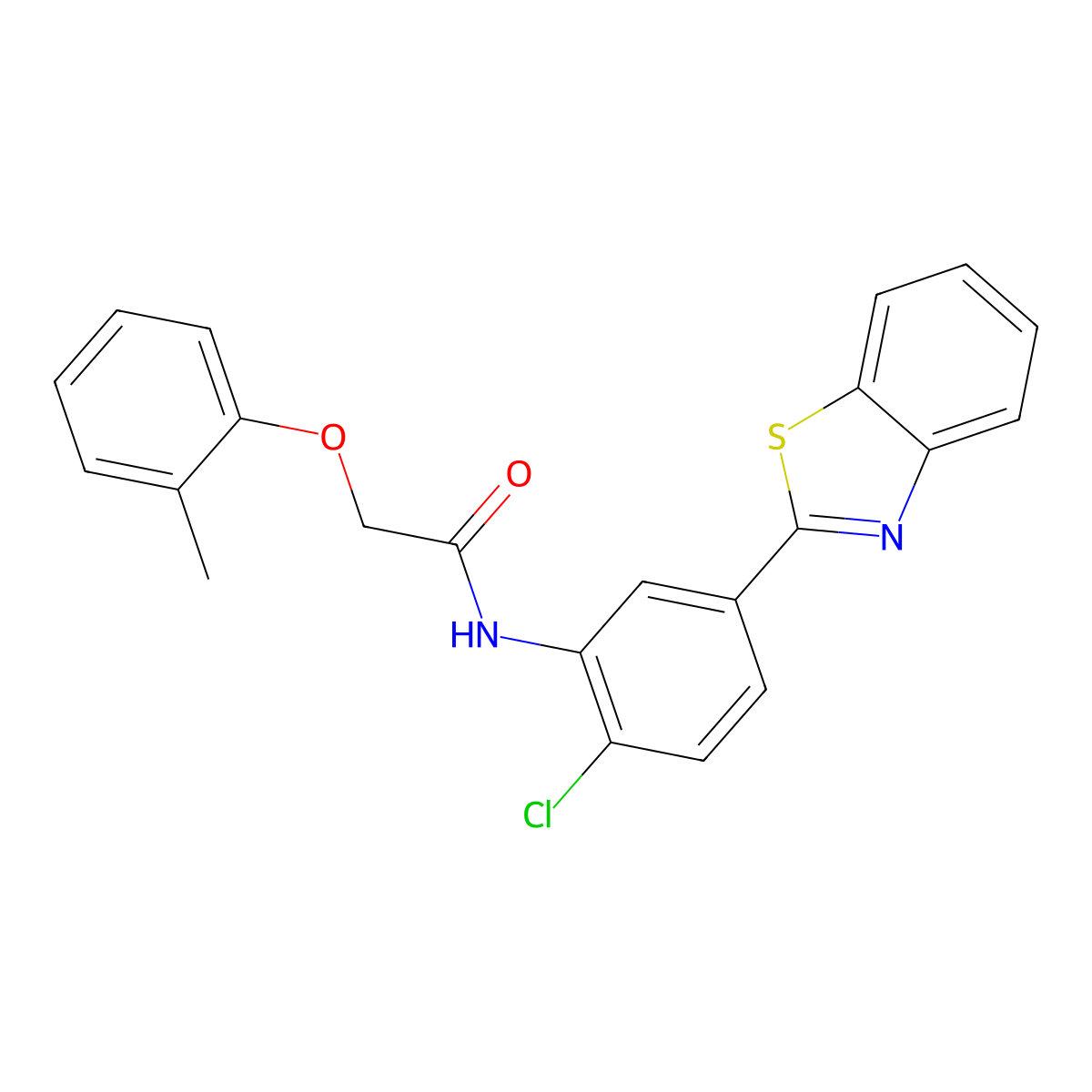 N-[5-(1,3-benzothiazol-2-yl)-2-chlorophenyl]-2-(2-methylphenoxy)acetamide molecular structure, CAS 312628-70-9