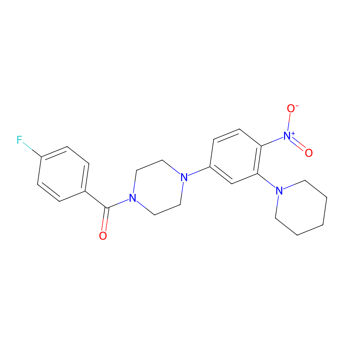 (4-Fluorophenyl)-[4-(4-nitro-3-piperidin-1-ylphenyl)piperazin-1-yl]methanone molecular structure, CAS 312628-74-3