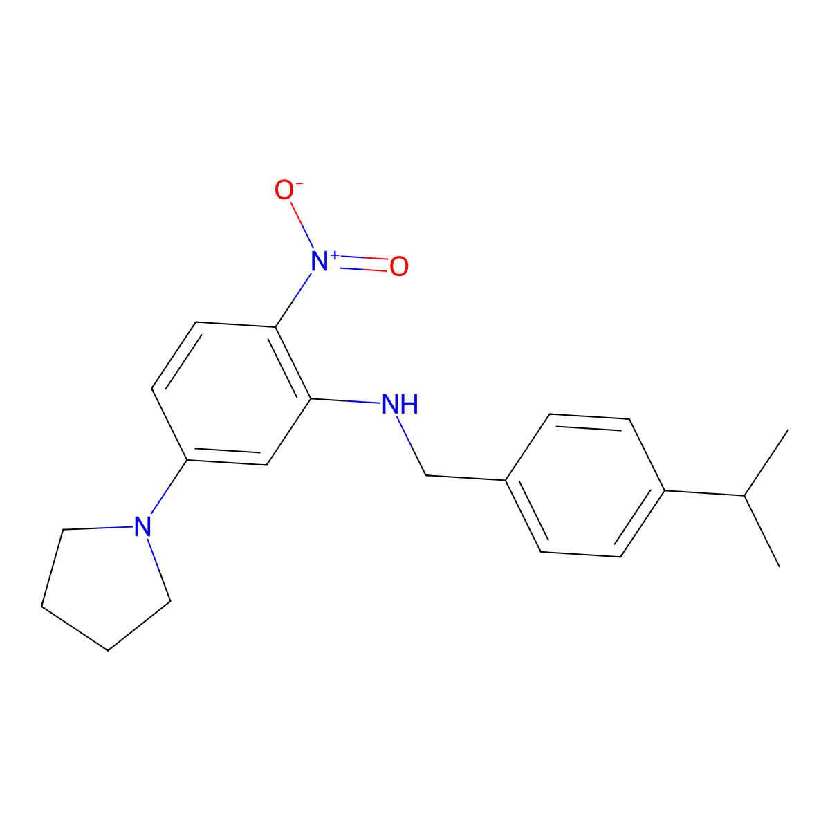 2-nitro-N-[(4-propan-2-ylphenyl)methyl]-5-pyrrolidin-1-ylaniline molecular structure, CAS 312628-75-4
