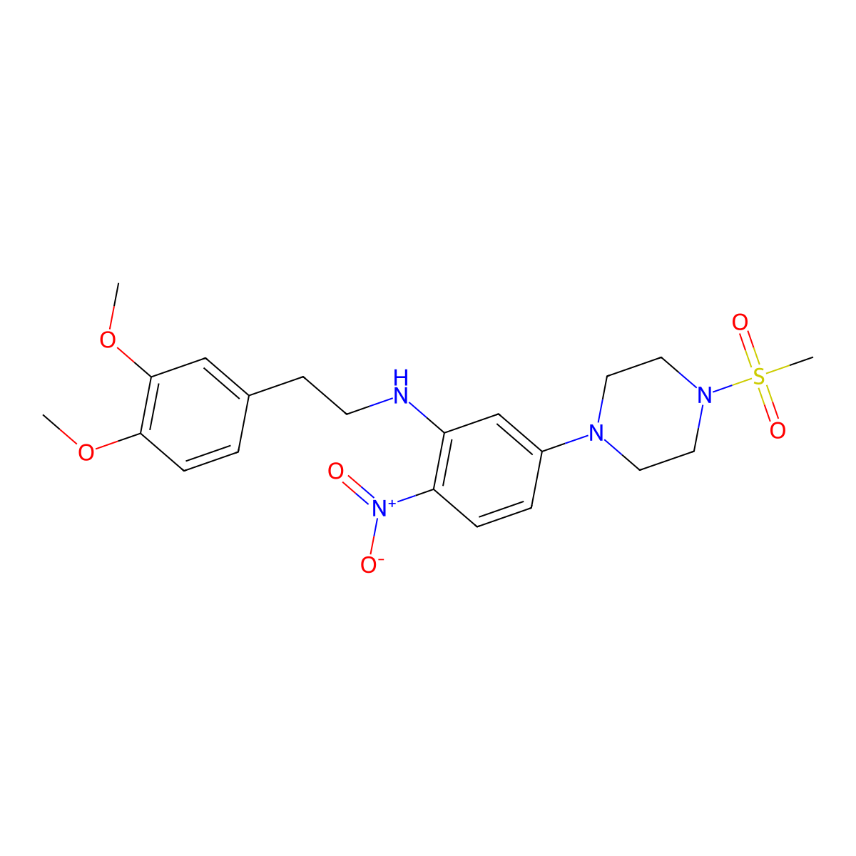 N-[2-(3,4-dimethoxyphenyl)ethyl]-5-(4-methylsulfonylpiperazin-1-yl)-2-nitroaniline molecular structure, CAS 312628-77-6