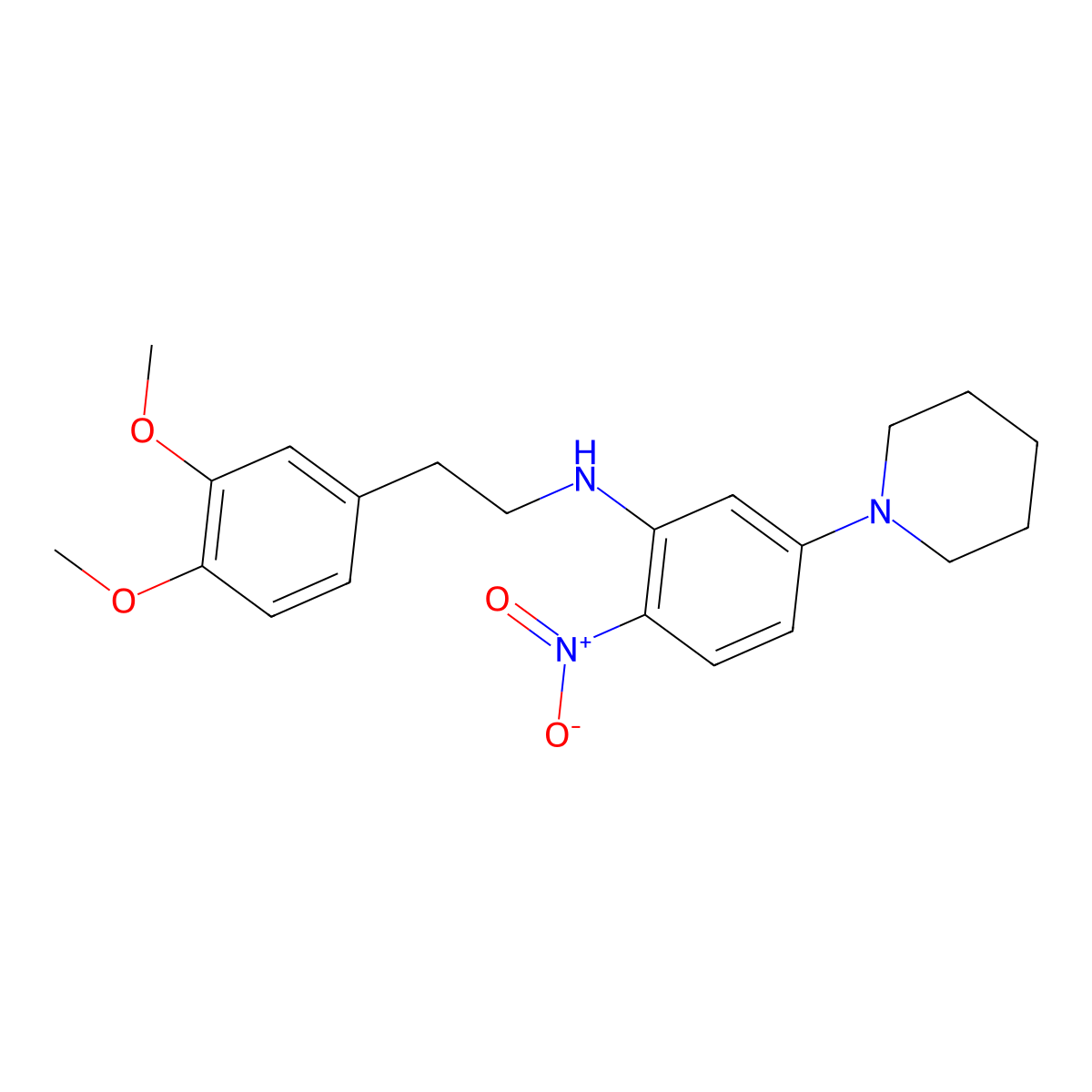 N-[2-(3,4-dimethoxyphenyl)ethyl]-2-nitro-5-piperidin-1-ylaniline molecular structure, CAS 312628-80-1