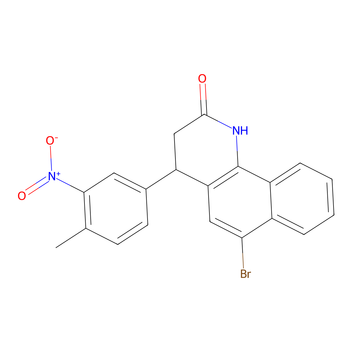 6-bromo-4-(4-methyl-3-nitrophenyl)-3,4-dihydrobenzo[h]quinolin-2(1H)-one molecular structure, CAS 312628-96-9