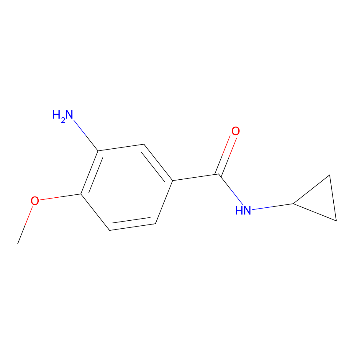 3-amino-N-cyclopropyl-4-methoxybenzamide molecular structure, CAS 312629-04-2