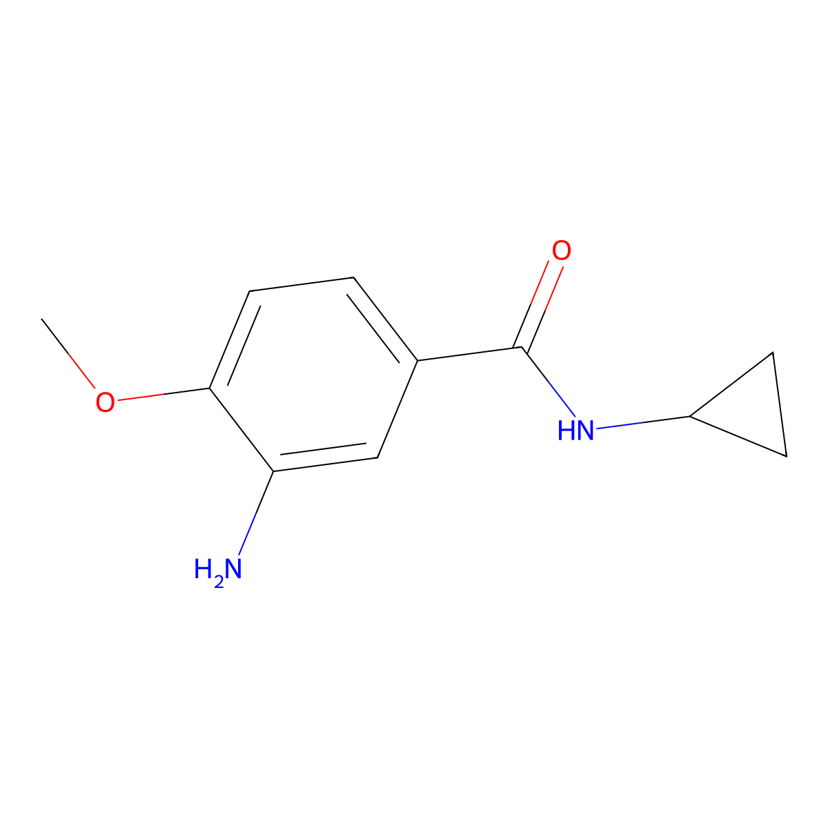 3-amino-N-cyclopropyl-4-methoxybenzamide molecular structure, CAS 312629-04-2