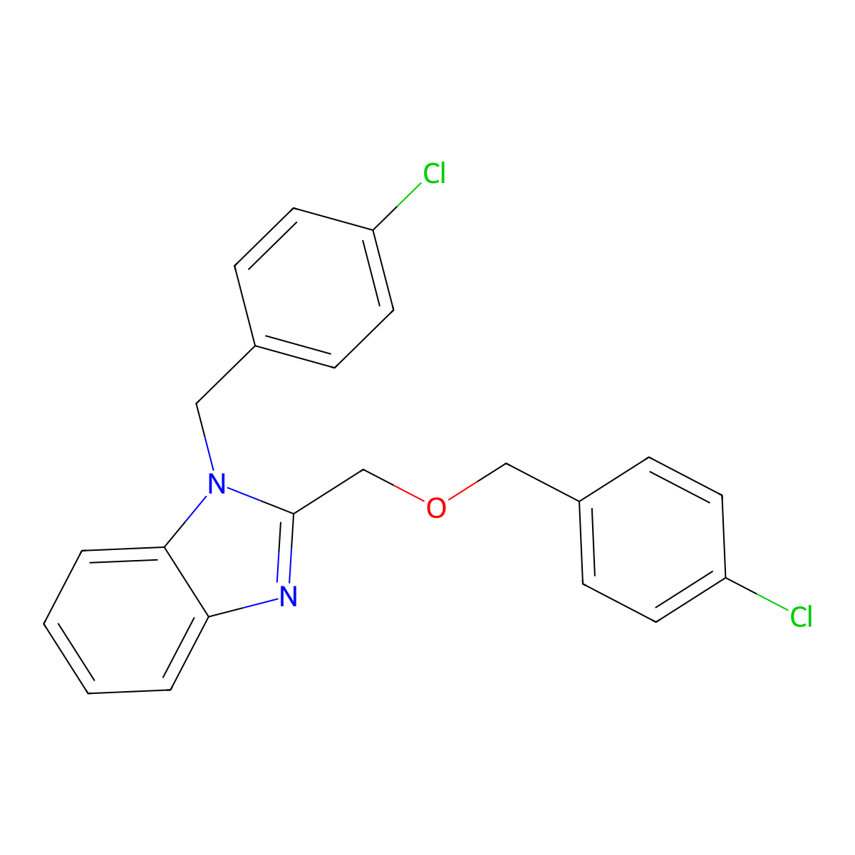 1-(4-chlorobenzyl)-2-{[(4-chlorobenzyl)oxy]methyl}-1H-benzimidazole molecular structure, CAS 312631-58-6
