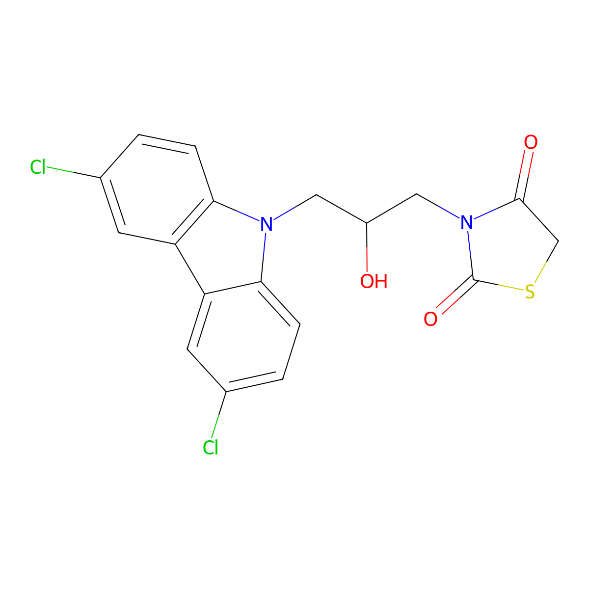 3-[3-(3,6-dichloro-9H-carbazol-9-yl)-2-hydroxypropyl]-1,3-thiazolidine-2,4-dione molecular structure, CAS 312631-87-1