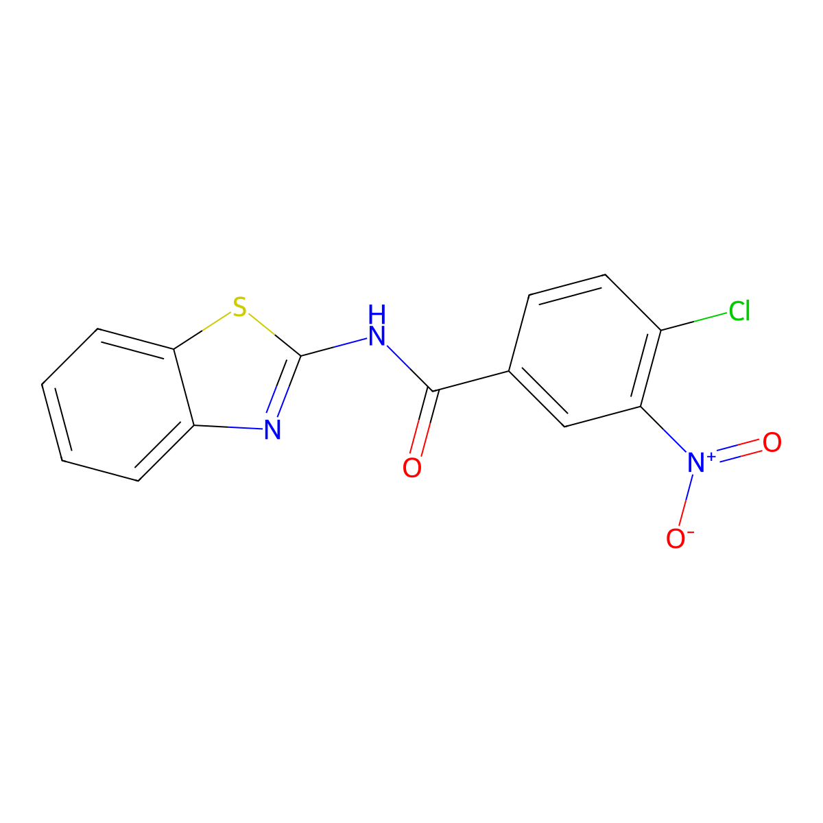 N-(1,3-benzothiazol-2-yl)-4-chloro-3-nitrobenzamide molecular structure, CAS 312631-96-2
