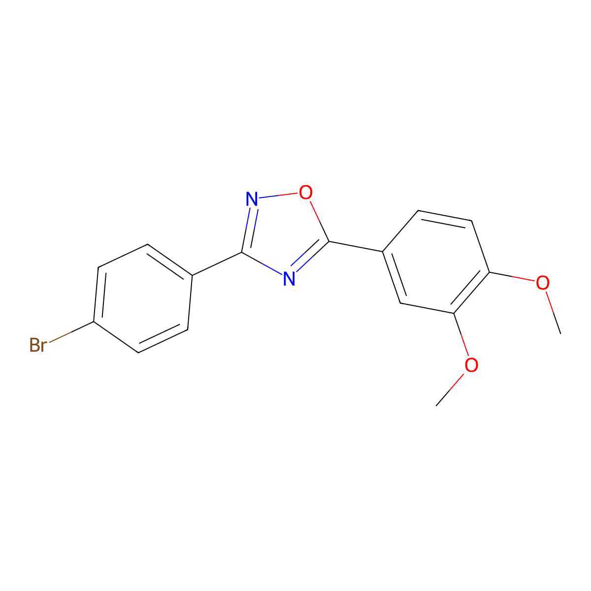 3-(4-Bromophenyl)-5-(3,4-dimethoxyphenyl)-1,2,4-oxadiazole molecular structure, CAS 312632-05-6