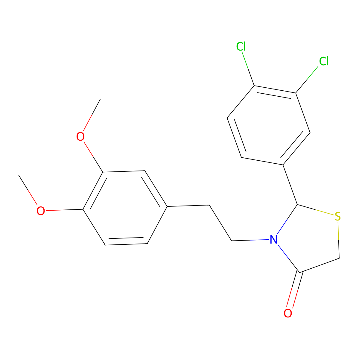 2-(3,4-Dichlorophenyl)-3-[2-(3,4-dimethoxyphenyl)ethyl]-1,3-thiazolidin-4-one molecular structure, CAS 312632-09-0