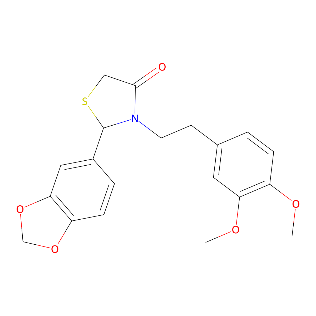 2-(1,3-Benzodioxol-5-yl)-3-[2-(3,4-dimethoxyphenyl)ethyl]-1,3-thiazolidin-4-one molecular structure, CAS 312632-12-5