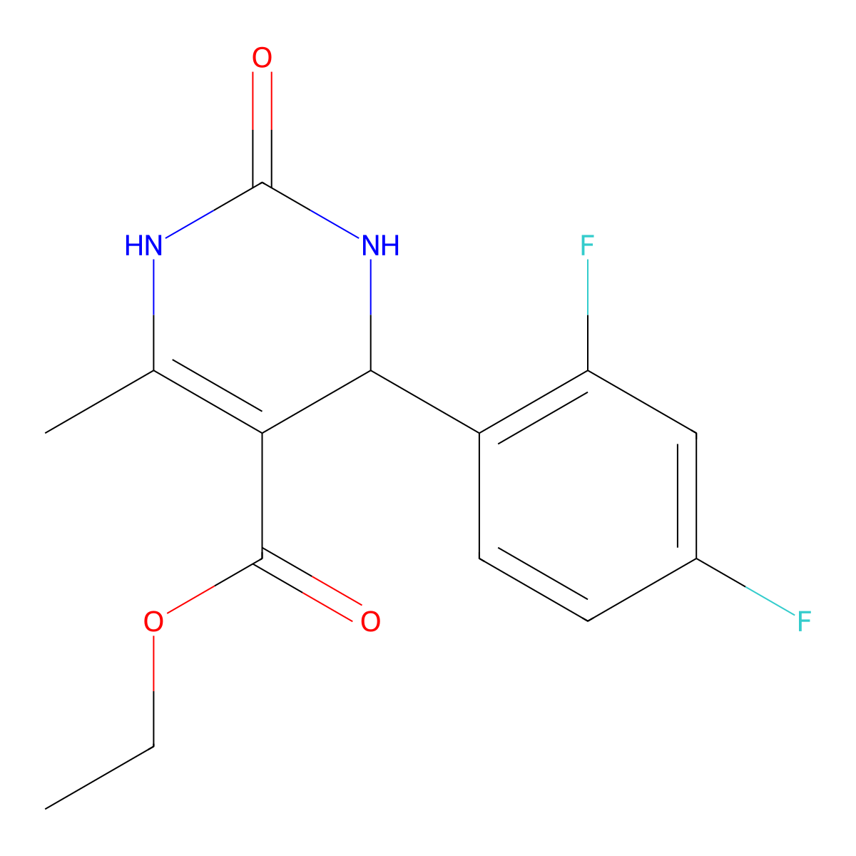 Ethyl 4-(2,4-difluorophenyl)-6-methyl-2-oxo-1,2,3,4-tetrahydro-5-pyrimidinecarboxylate molecular structure, CAS 312632-14-7