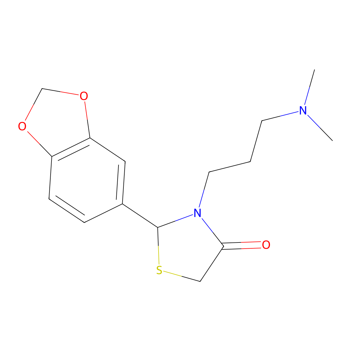 2-(1,3-Benzodioxol-5-yl)-3-[3-(dimethylamino)propyl]-1,3-thiazolidin-4-one molecular structure, CAS 312632-18-1
