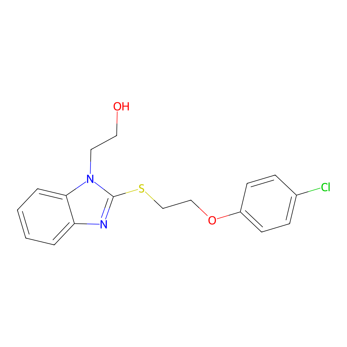 2-{2-[2-(4-Chloro-phenoxy)-ethylsulfanyl]-benzoimidazol-1-yl}-ethanol molecular structure, CAS 312632-26-1