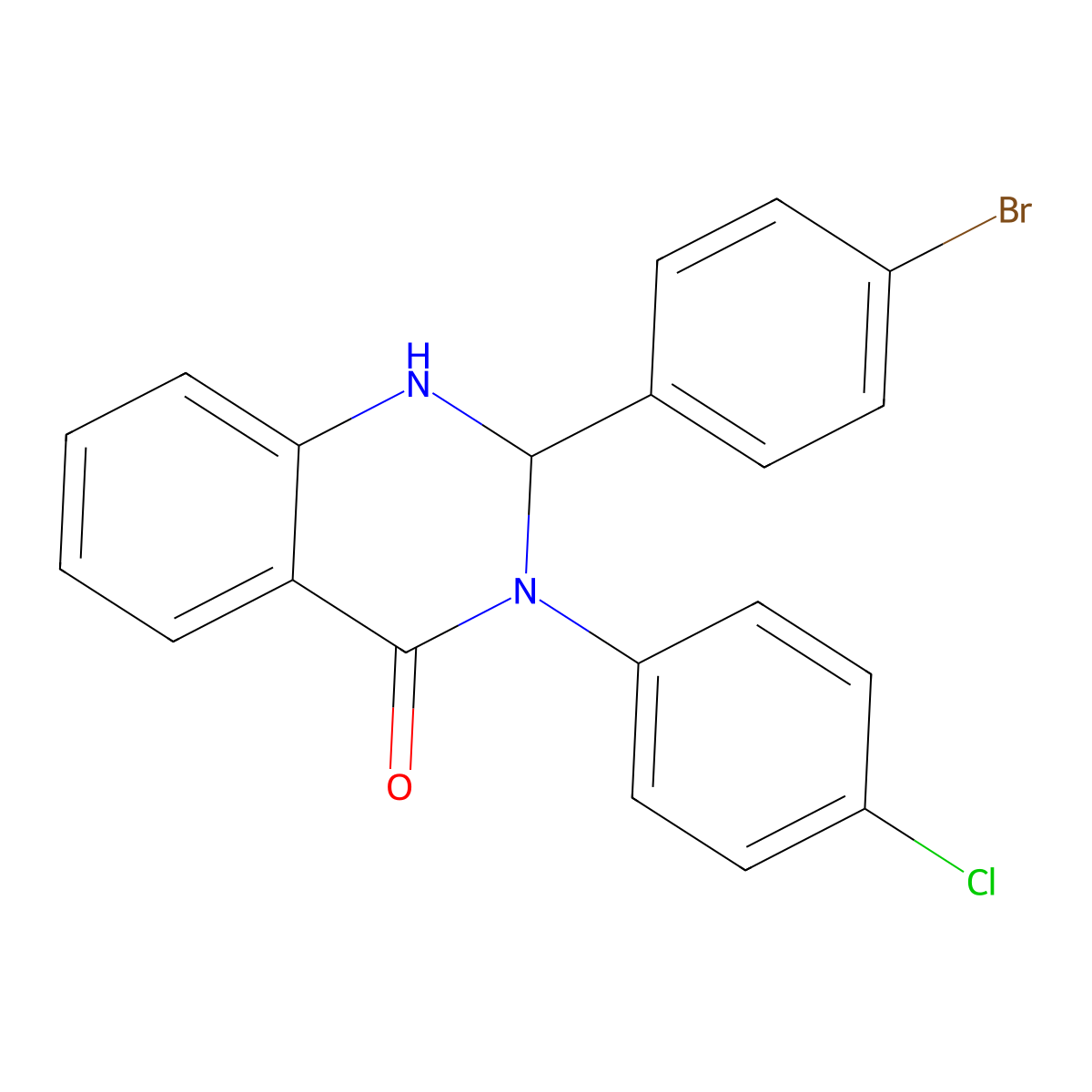 2-(4-Bromophenyl)-3-(4-chlorophenyl)-1,2-dihydroquinazolin-4-one molecular structure, CAS 312632-34-1