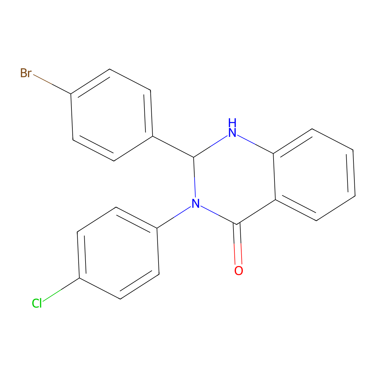 2-(4-Bromophenyl)-3-(4-chlorophenyl)-1,2-dihydroquinazolin-4-one molecular structure, CAS 312632-34-1