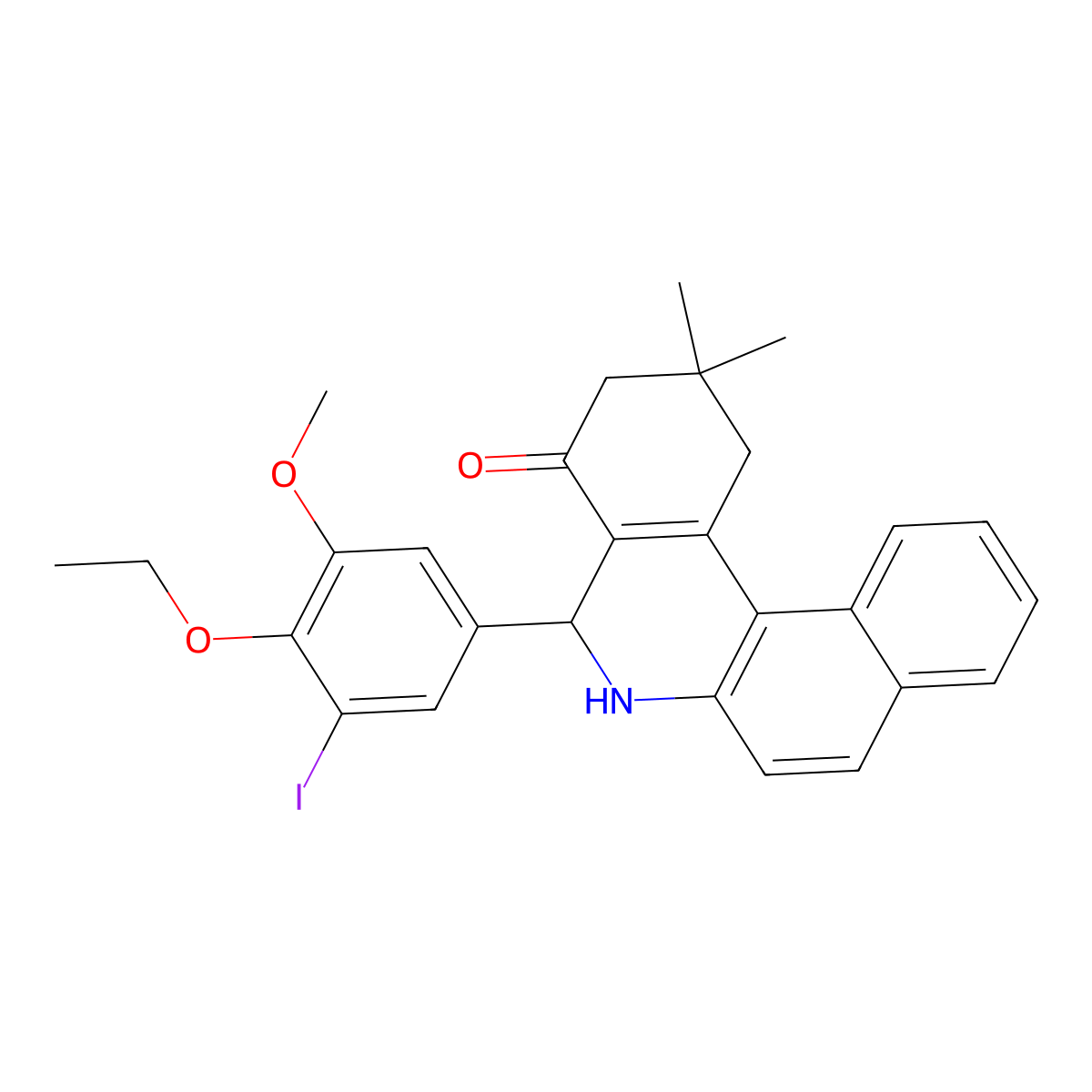 5-(4-ethoxy-3-iodo-5-methoxyphenyl)-2,2-dimethyl-2,3,5,6-tetrahydrobenzo[a]phenanthridin-4(1H)-one molecular structure, CAS 312632-53-4