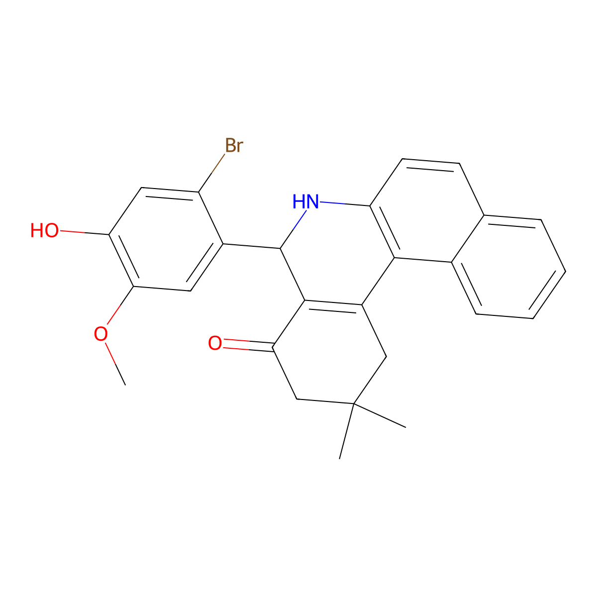 5-(2-Bromo-4-hydroxy-5-methoxyphenyl)-2,2-dimethyl-1,3,5,6-tetrahydrobenzo[a]phenanthridin-4-one molecular structure, CAS 312632-64-7