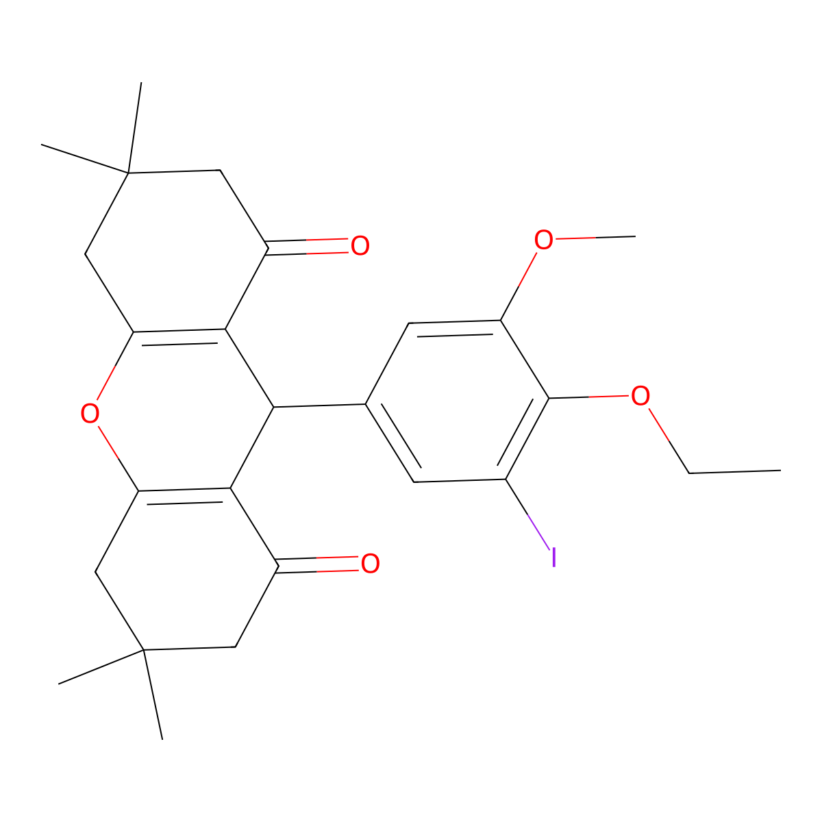 9-(4-ethoxy-3-iodo-5-methoxyphenyl)-3,3,6,6-tetramethyl-3,4,5,6,7,9-hexahydro-1H-xanthene-1,8(2H)-dione molecular structure, CAS 312632-65-8
