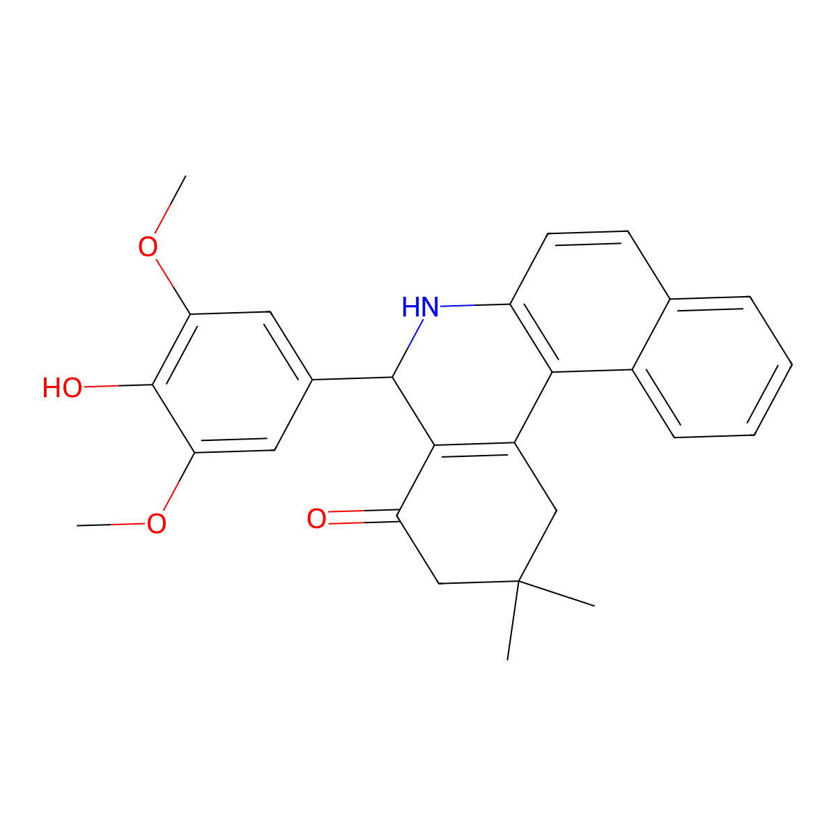 5-(4-hydroxy-3,5-dimethoxyphenyl)-2,2-dimethyl-2,3,5,6-tetrahydrobenzo[a]phenanthridin-4(1H)-one molecular structure, CAS 312632-67-0