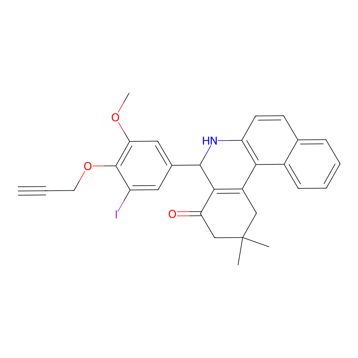 5-(3-Iodo-5-methoxy-4-prop-2-ynoxyphenyl)-2,2-dimethyl-1,3,5,6-tetrahydrobenzo[a]phenanthridin-4-one molecular structure, CAS 312632-68-1