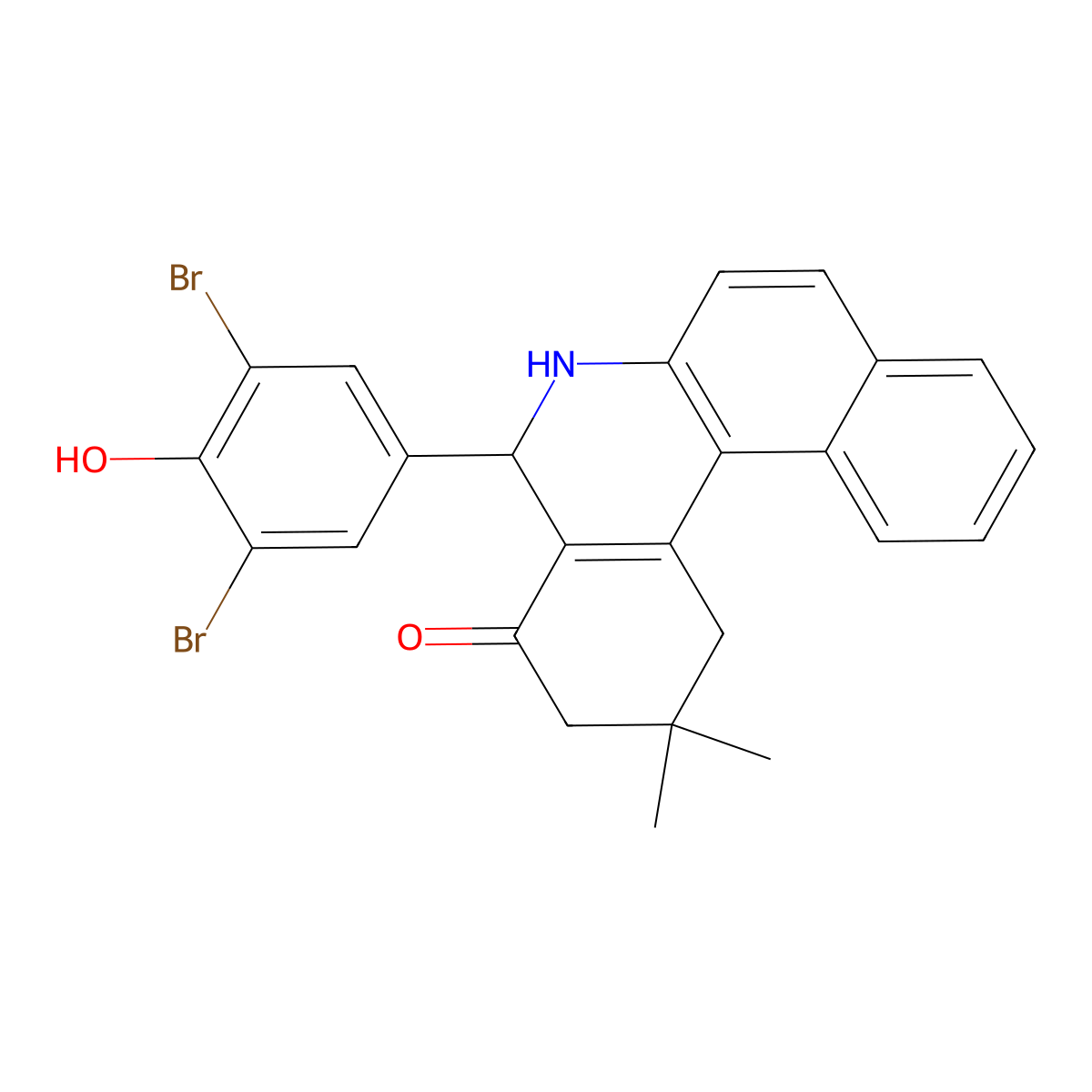 5-(3,5-dibromo-4-hydroxyphenyl)-2,2-dimethyl-2,3,5,6-tetrahydrobenzo[a]phenanthridin-4(1H)-one molecular structure, CAS 312632-69-2