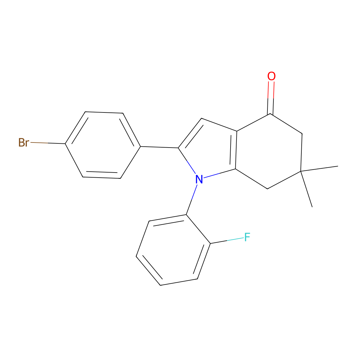 2-(4-Bromophenyl)-1-(2-fluorophenyl)-6,6-dimethyl-5,7-dihydroindol-4-one molecular structure, CAS 312632-71-6