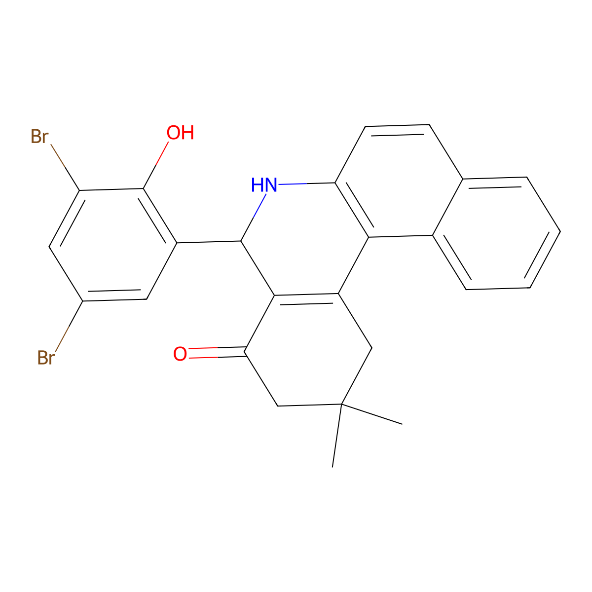 5-(3,5-dibromo-2-hydroxyphenyl)-2,2-dimethyl-2,3,5,6-tetrahydrobenzo[a]phenanthridin-4(1H)-one molecular structure, CAS 312632-76-1
