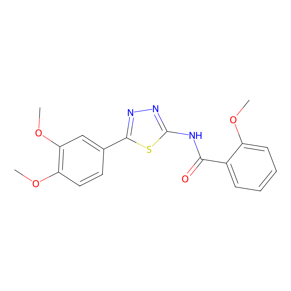 N-[5-(3,4-dimethoxyphenyl)-1,3,4-thiadiazol-2-yl]-2-methoxybenzamide molecular structure, CAS 312632-84-1