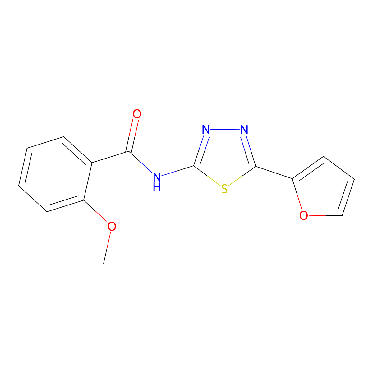 N-[5-(furan-2-yl)-1,3,4-thiadiazol-2-yl]-2-methoxybenzamide molecular structure, CAS 312632-86-3