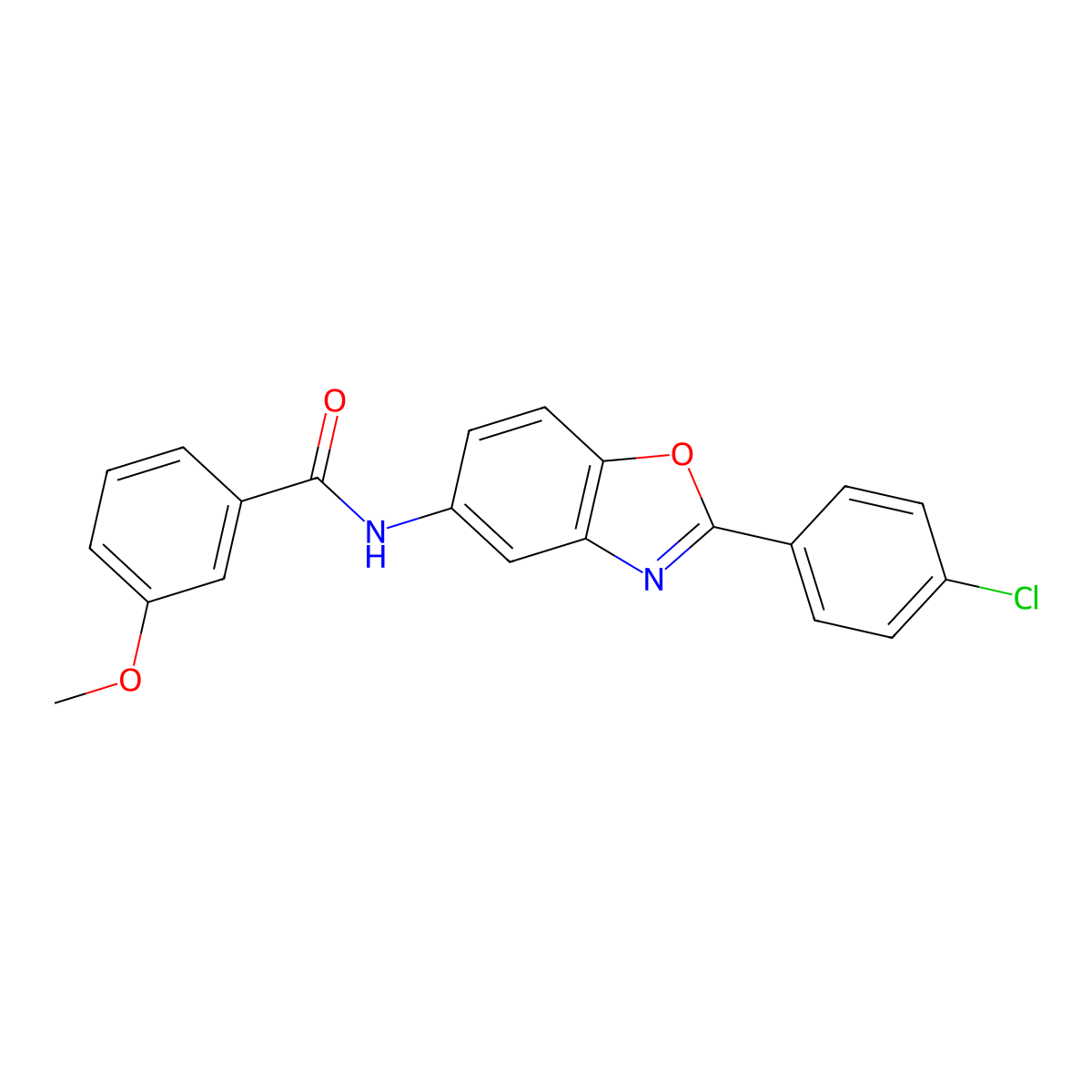 N-[2-(4-chlorophenyl)-1,3-benzoxazol-5-yl]-3-methoxybenzamide molecular structure, CAS 312632-89-6