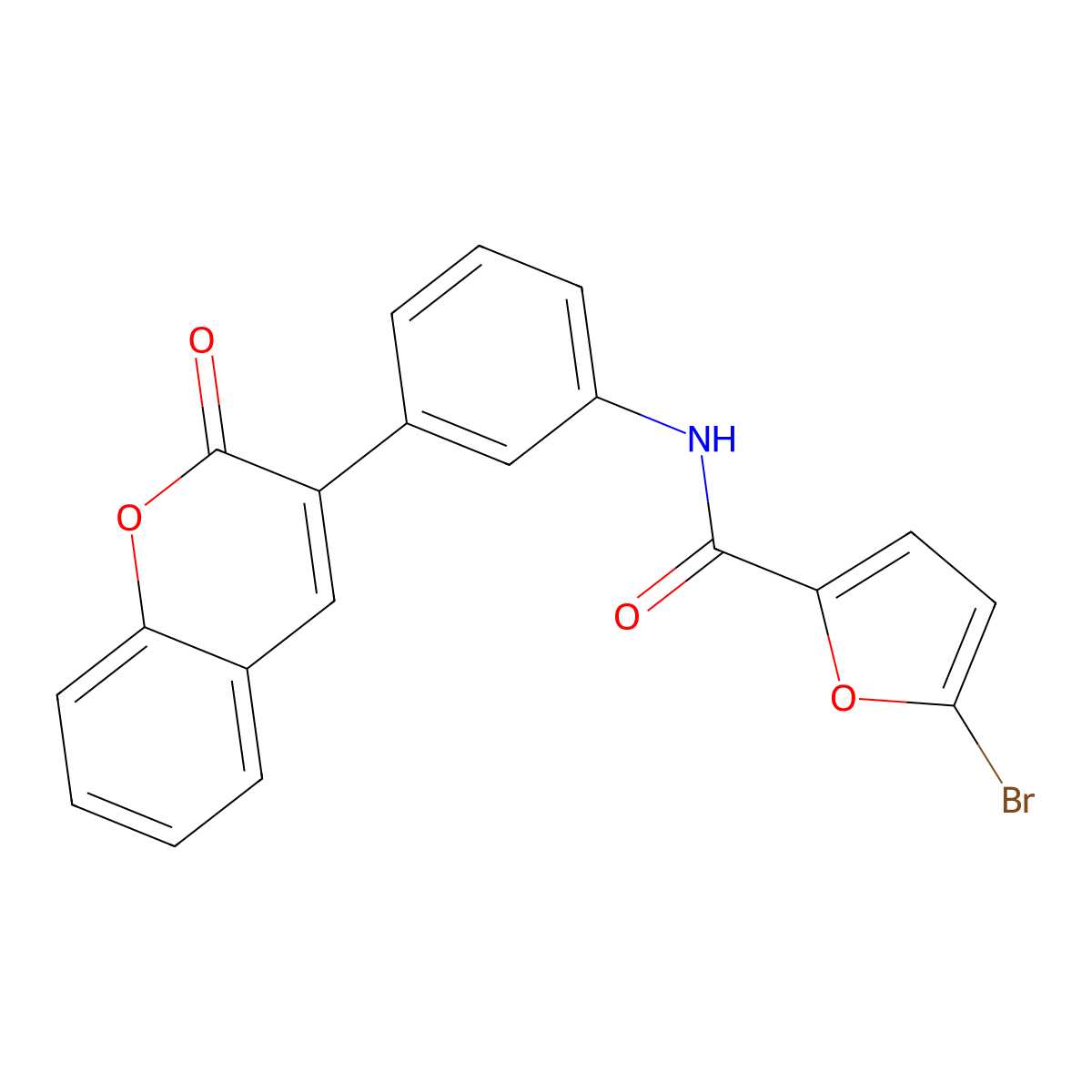5-bromo-N-[3-(2-oxo-1-benzopyran-3-yl)phenyl]-2-furancarboxamide molecular structure, CAS 312632-98-7