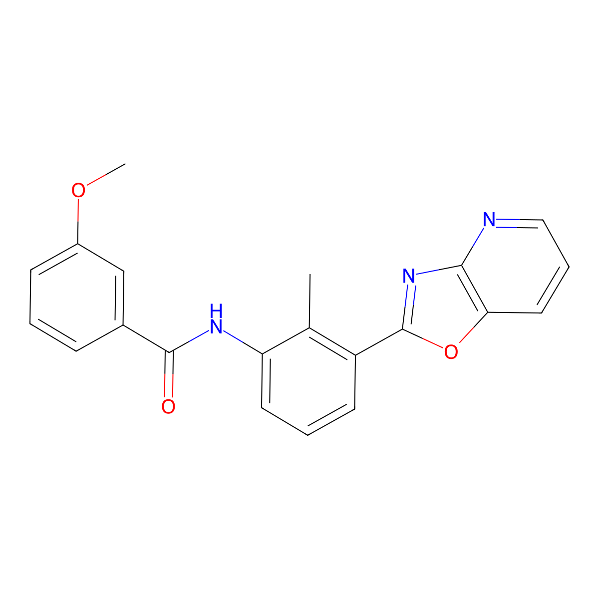 3-methoxy-N-[2-methyl-3-([1,3]oxazolo[4,5-b]pyridin-2-yl)phenyl]benzamide molecular structure, CAS 312633-32-2